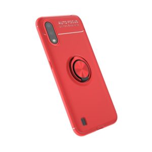 For Galaxy A01 Metal Ring Holder 360 Degree Rotating TPU Case(Red+Red) (OEM)
