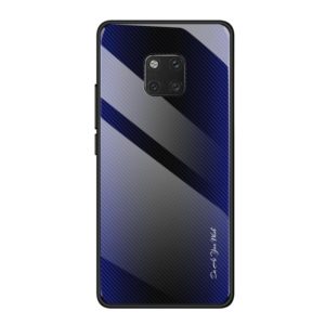 For Huawei Mate 20 Pro Texture Gradient Glass Protective Case(Dark Blue) (OEM)
