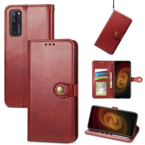For ZTE Axon 20 5G Solid Color Leather Buckle Phone Case with Lanyard & Photo Frame & Card Slot & Wallet & Stand Function(Red) (OEM)