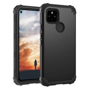 For Google Pixel 5a 3 in 1 Shockproof PC + Silicone Protective Case(Black) (OEM)