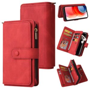 For Motorola Moto G Play (2021) Skin Feel PU + TPU Horizontal Flip Leather Case With Holder & 15 Cards Slot & Wallet & Zipper Pocket & Lanyard(Red) (OEM)
