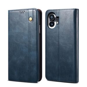 For Noting phone 1 Simple Wax Crazy Horse Texture Horizontal Flip Leather Case(Navy Blue) (OEM)
