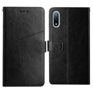 For Sony Xperia Ace II Y Stitching Horizontal Flip Leather Phone Case with Holder & Card Slots & Wallet & Photo Frame(Black) (OEM)