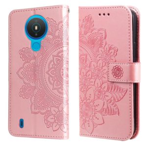 For Nokia 1.4 7-petal Flowers Embossing Pattern Horizontal Flip PU Leather Case with Holder & Card Slots & Wallet & Photo Frame(Rose Gold) (OEM)