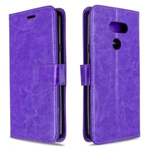 For LG K40S Crazy Horse Texture Horizontal Flip Leather Case with Holder & Card Slots & Wallet & Photo Frame(Purple) (OEM)