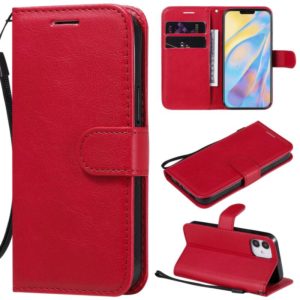 For iPhone 12 mini Solid Color Horizontal Flip Protective Leather Case with Holder & Card Slots & Wallet & Photo Frame & Lanyard(Red) (OEM)