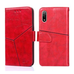For Sony Xperia Ace II Geometric Stitching Horizontal Flip Leather Phone Case(Red) (OEM)