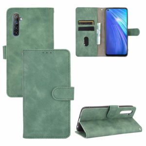For OPPO Realme 6 Solid Color Skin Feel Magnetic Buckle Horizontal Flip Calf Texture PU Leather Case with Holder & Card Slots & Wallet(Green) (OEM)