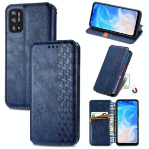 For Doogee N40 Pro Cubic Grid Pressed Horizontal Flip Magnetic Leather Case with Holder & Card Slots & Wallet(Blue) (OEM)
