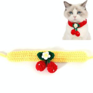 Pet Handmade Knitted Wool Cherry Cat Dog Collar Bib Adjustable Necklace, Specification: M 25-30cm(Yellow) (OEM)