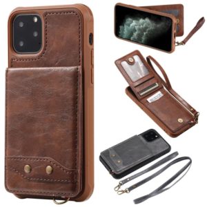 For iPhone 11 Pro Vertical Flip Shockproof Leather Protective Case with Long Rope, Support Card Slots & Bracket & Photo Holder & Wallet Function(咖啡) (OEM)