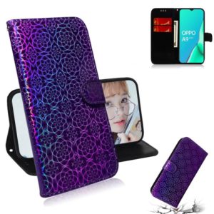 For OPPO A9 2020 / A5 2020 / A11 Solid Color Colorful Magnetic Buckle Horizontal Flip PU Leather Case with Holder & Card Slots & Wallet & Lanyard(Purple) (OEM)