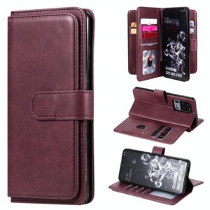 For Samsung Galaxy S20 Ultra 5G Multifunctional Magnetic Copper Buckle Horizontal Flip Solid Color Leather Case with 10 Card Slots & Wallet & Holder & Photo Frame(Wine Red) (OEM)