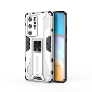 For Huawei P40 Supersonic PC + TPU Shock-proof Protective Case with Holder(Silver) (OEM)