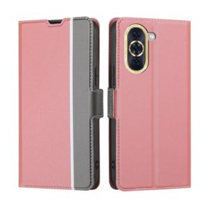 For Huawei nova 10 Twill Texture Side Button Leather Phone Case(Pink) (OEM)