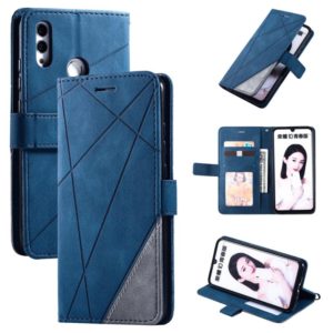 For Huawei Honor 10 Lite Skin Feel Splicing Horizontal Flip Leather Case with Holder & Card Slots & Wallet & Photo Frame(Blue) (OEM)