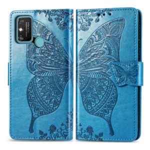 For Huawei Honor 9A Butterfly Love Flower Embossed Horizontal Flip Leather Case with Bracket / Card Slot / Wallet / Lanyard(Blue) (OEM)