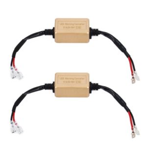 2 PCS H1 H3 LED Headlight Canbus Error Free Computer Warning Canceller Resistor Decoders Anti-Flicker Capacitor Harness (OEM)