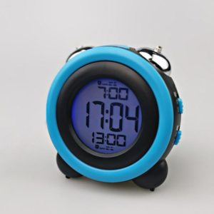 0705 Big Volume Simple Three-Dimensional LED Alarm Clock Mute Luminous Electronic Clock(Black Shell Blue) (OEM)