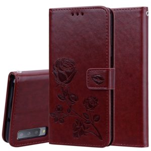 Rose Embossed Horizontal Flip PU Leather Case for Samsung Galaxy A7 (2018) , with Holder & Card Slots & Wallet (Brown) (OEM)
