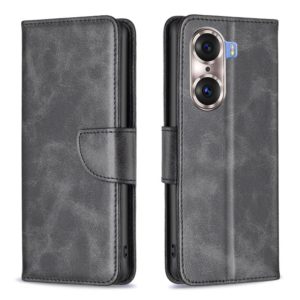 For Honor 60 Pro Lambskin Texture Pure Color Horizontal Flip Leather Phone Case(Black) (OEM)