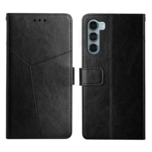 For Motorola Moto G200 5G Y Stitching Horizontal Flip Leather Phone Case(Black) (OEM)