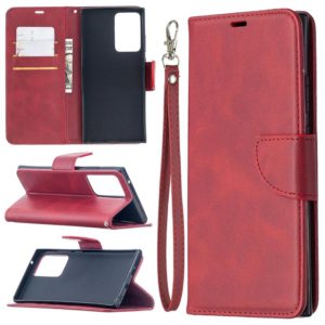 For Samsung Galaxy Note 20 Ultra Retro Lambskin Texture Pure Color Horizontal Flip PU Leather Case, with Holder & Card Slots & Wallet & Lanyard(Red) (OEM)