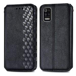 For LG K52 Cubic Grid Pressed Horizontal Flip Magnetic PU Leather Case with Holder & Card Slots & Wallet(Black) (OEM)