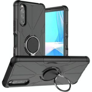 For Sony Xperia 10 III Armor Bear Shockproof PC + TPU Protective Case with Ring Holder(Black) (OEM)