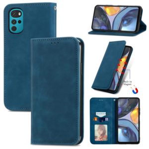 For Motorola Moto G22 Retro Skin Feel Magnetic Leather Phone Case(Blue) (OEM)