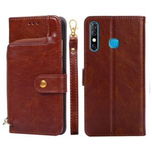 For Infinix Hot 8/Hot 8 Lite/X650/X650B/Tecon Camon 12 Zipper Bag Leather Phone Case(Brown) (OEM)