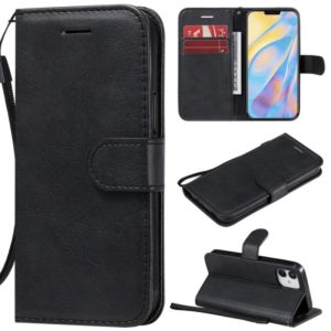 For iPhone 12 mini Solid Color Horizontal Flip Protective Leather Case with Holder & Card Slots & Wallet & Photo Frame & Lanyard(Black) (OEM)
