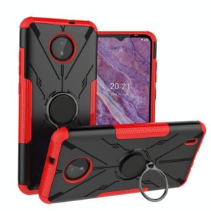 For Nokia C10 / C20 Armor Bear Shockproof PC + TPU Phone Protective Case with Ring Holder(Red) (OEM)