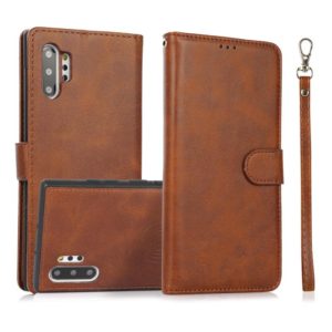 For Samsung Galaxy Note10+ Calf Texture 2 in 1 Detachable Magnetic Back Cover Horizontal Flip Leather Case with Holder & Card Slots & Wallet & Photo Frame(Brown) (OEM)