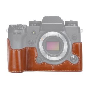 1/4 inch Thread PU Leather Camera Half Case Base for FUJIFILM X-H1 (Brown) (OEM)