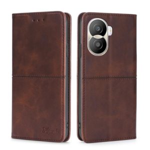 For Honor X40i Cow Texture Magnetic Leather Phone Case(Dark Brown) (OEM)