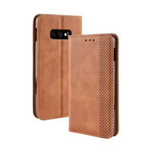 Magnetic Buckle Retro Texture Horizontal Flip Leather Case for Galaxy S10e, with Holder & Card Slots & Wallet(Brown) (OEM)