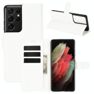 For Samsung Galaxy S21 Ultra 5G Litchi Texture Horizontal Flip Protective Case with Holder & Card Slots & Wallet(White) (OEM)