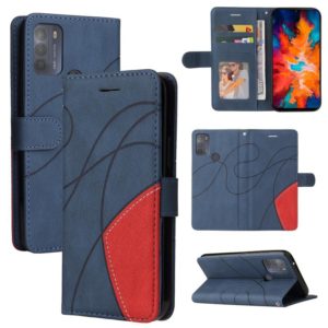For Motorola Moto G50 Dual-color Splicing Horizontal Flip PU Leather Case with Holder & Card Slots & Wallet(Blue) (OEM)