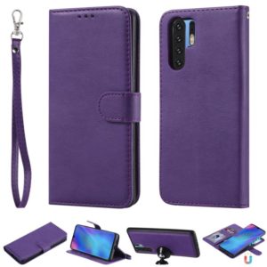 For Huawei P30 Pro Solid Color Horizontal Flip Protective Case with Holder & Card Slots & Wallet & Photo Frame & Lanyard(Purple) (OEM)