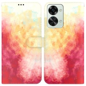 For OnePlus Nord 2T Watercolor Pattern Horizontal Flip Leather Phone Case(Spring Cherry) (OEM)