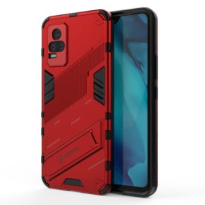 For vivo Y37 / V21e 4G Punk Armor 2 in 1 PC + TPU Shockproof Case with Invisible Holder(Red) (OEM)