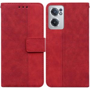 For OnePlus Nord CE 2 5G Geometric Embossed Leather Phone Case(Red) (OEM)