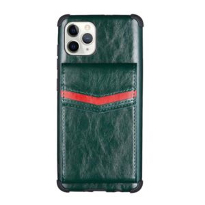 For iPhone 12 Pro Max Flip Card Bag Copper Buckle TPU + PU Leather Back Cover Shockproof Case with Card Slots & Photo Frame(Dark Green) (OEM)