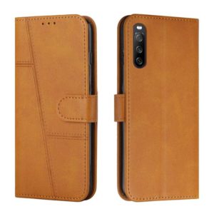 For Sony Xperia 10 III / 10 III Lite Stitching Calf Texture Buckle Leather Phone Case(Yellow) (OEM)