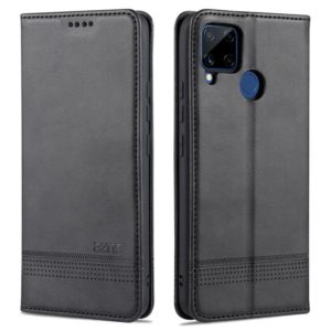 For OPPO Realme C15 / C12 / C25 / Narzo 30A AZNS Magnetic Calf Texture Horizontal Flip Leather Case with Card Slots & Holder & Wallet(Black) (AZNS) (OEM)