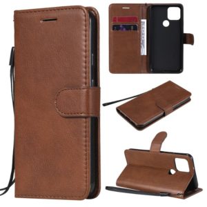 For Google Pixel 5 Solid Color Horizontal Flip Protective Leather Case with Holder & Card Slots & Wallet & Photo Frame & Lanyard(Brown) (OEM)