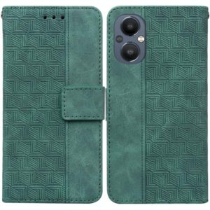 For OnePlus Nord N20 5G Geometric Embossed Leather Phone Case(Green) (OEM)