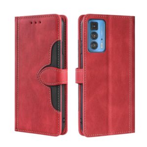 For Motorola Edge 20 Pro / S Pro Skin Feel Straw Hat Magnetic Buckle Leather Phone Case(Red) (OEM)