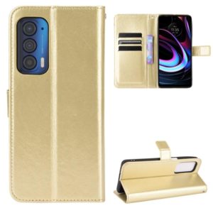 For Motorola Edge 2021 Crazy Horse Texture Horizontal Flip Leather Case with Holder & Card Slots & Lanyard(Gold) (OEM)
